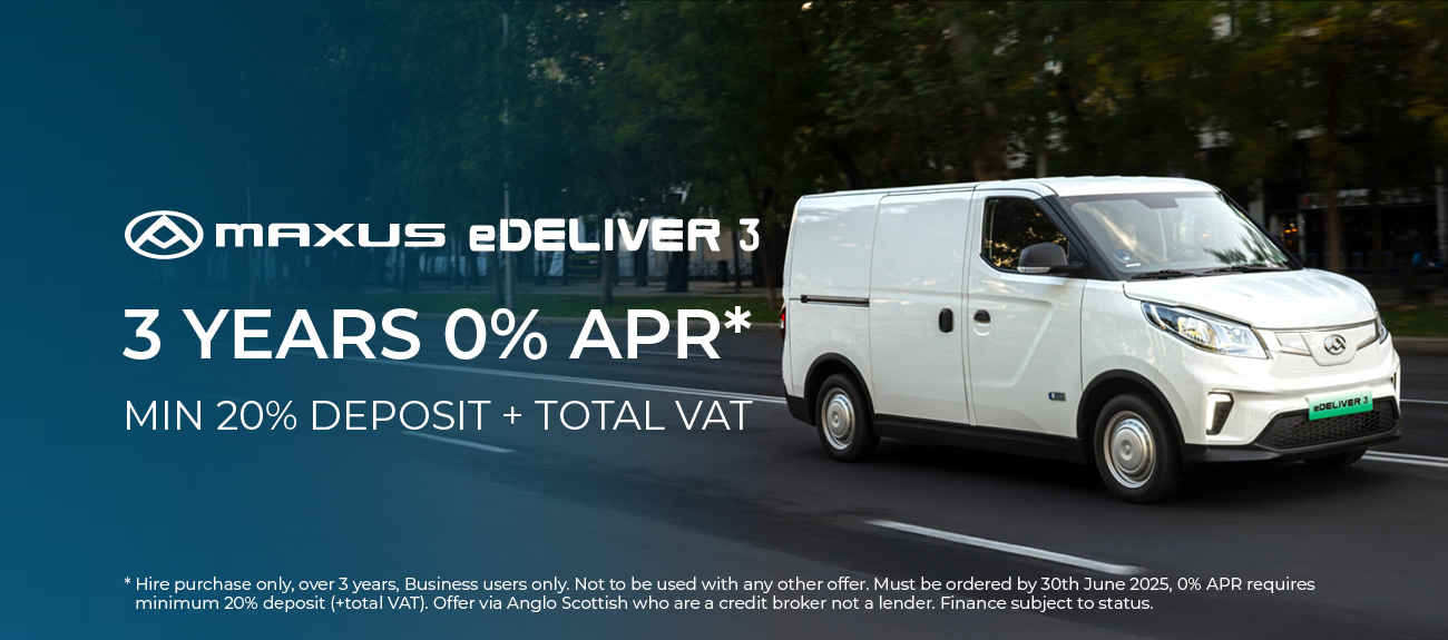 3 YEARS 0% APR ON THE MAXUS eDELIVER 3