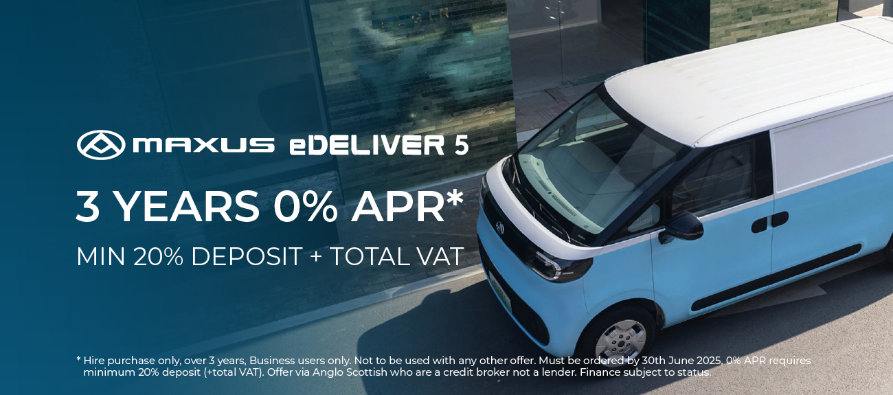 3 YEARS 0% APR ON THE MAXUS eDELIVER 5